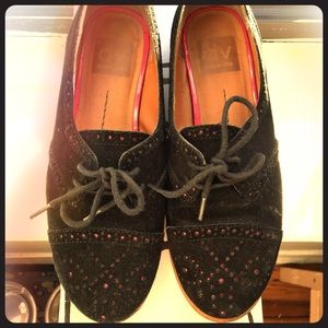 Women’s black suede brogue shoes. Comes with box.